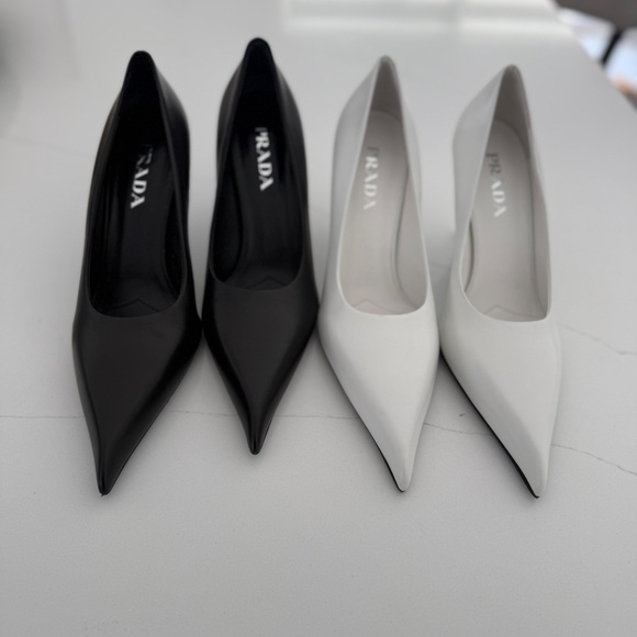 Prada Leather Pumps Contemporary Pointed To Elegant Shoes Heels Size 40.5 - Picture 11 of 11